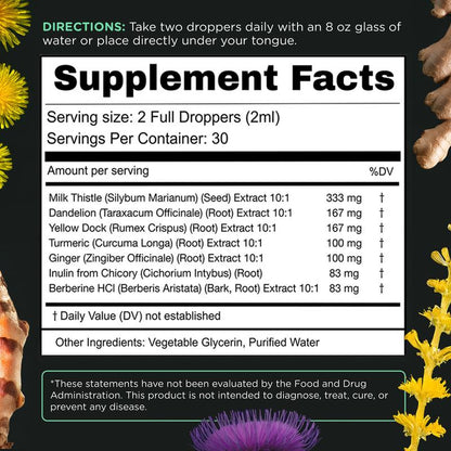 Super Liver Support – Milk Thistle & Dandelion Root Detox (Vegan) Free shipping