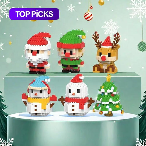 Christmas Building Blocks Set – Santa, Snowman & Reindeer Mini Bricks Toy, Fun DIY Holiday Gift & Festive Desk Decoration