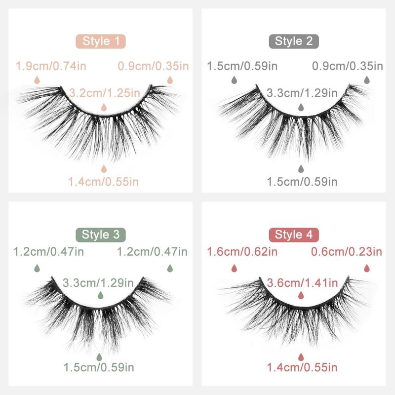 Natural Cluster False Eyelashes, 24 Pairs/set 4 Styles Curling Cluster False Eyelashes for Daily & Party Makeup, False Eyelash for Amplifying Charming Eyes, Individual False Eyelash