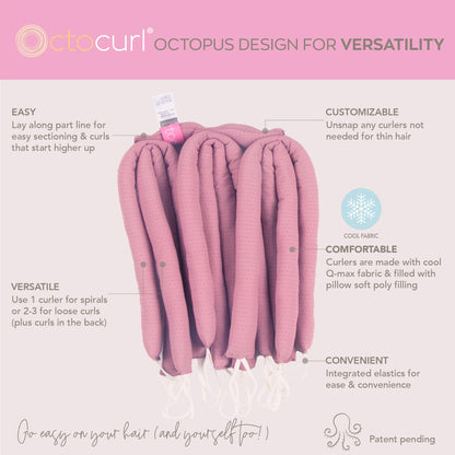 Octocurl No Headband Heatless Hair Curler – Overnight Curls Hair Roller Set | Cooling Q-Max Fabric Curling Wrap for All Hair Types