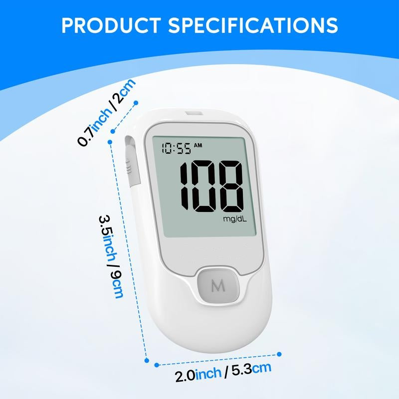 Blood Sugar Monitor Kit – No-Coding Meter, 100/50 Test Strips, Lancets, Lancing Device, Large Display-Free shipping