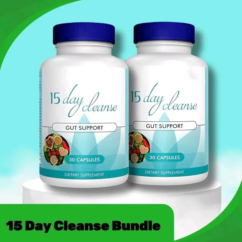 15 Day Cleanse - Gut and Colon Support | Caffeine Free | Advanced Formula with Senna, Cascara Sagrada, & Psyllium Husk | Non-GMO | 30 capsules