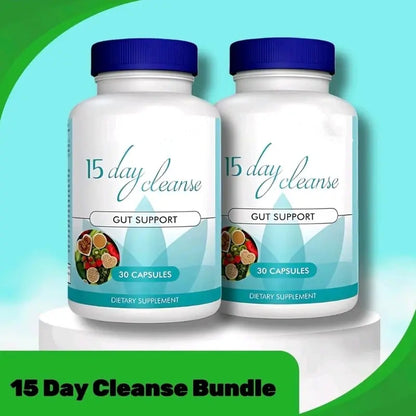15 Day Cleanse - Gut and Colon Support | Caffeine Free | Advanced Formula with Senna, Cascara Sagrada, & Psyllium Husk | Non-GMO | 30 capsules
