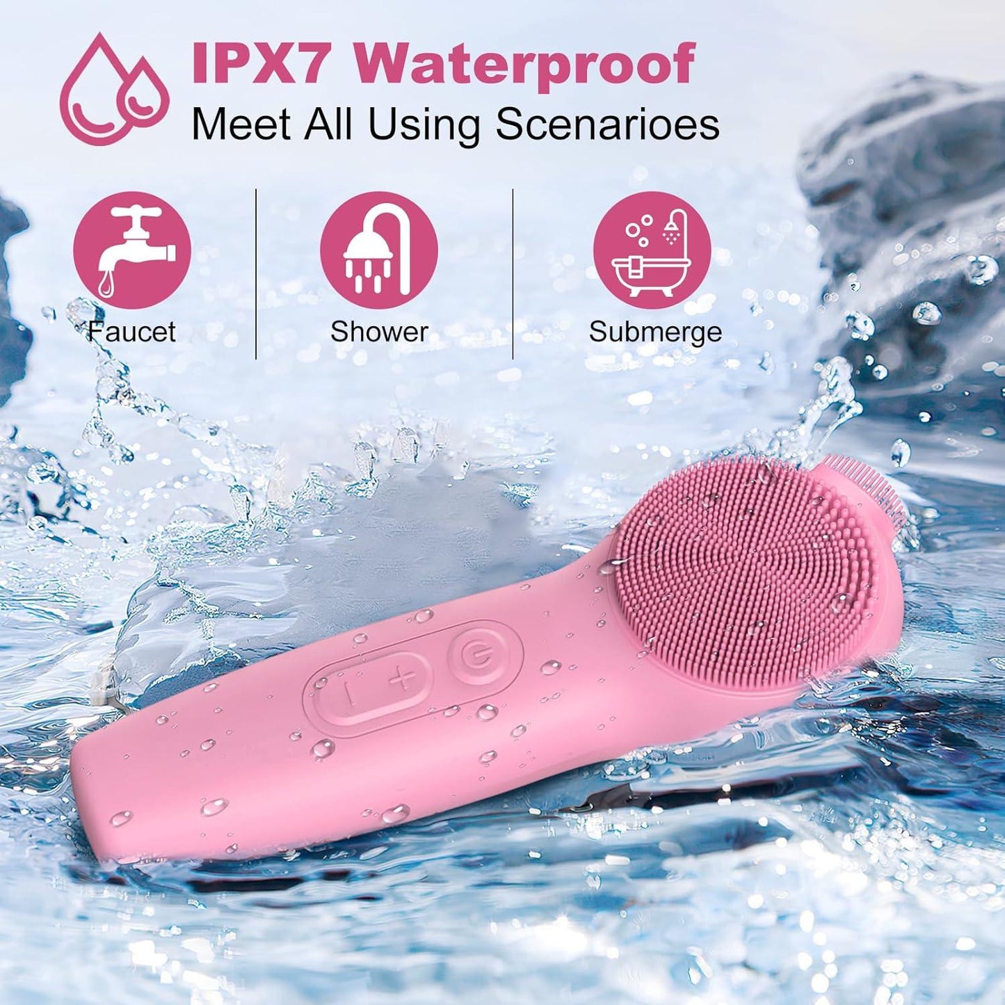 Black Friday — 50% Off🌟Electric Facial Cleansing Brush – Heated Silicone Face Massager with Red & Blue LED, Sonic Vibration, Deep Cleaning, Waterproof for Men & Women