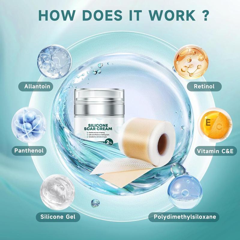 [Buy one get one free]Silicone Scar Sheets,Silicone Scar Repair Cream,Silicone Scar Tape, Silicone Scar Strips, Professional Scar Removal Sheets for Surgical Scars, Keloid, C-Section, Burn et