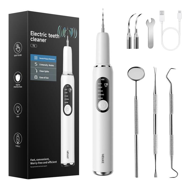 Plaque & Tartar Remover for Teeth – LED Light, 5 Modes, Dental Calculus Cleaner Kit, Long Battery Life, Waterproof Oral Care Tool – Father's Day Gift
