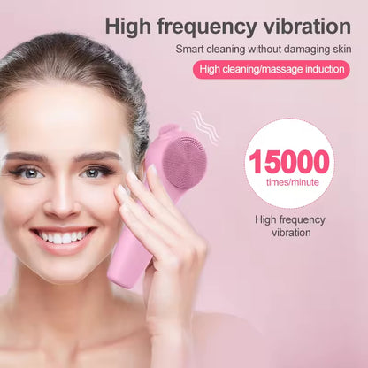 Black Friday — 50% Off🌟Electric Facial Cleansing Brush – Heated Silicone Face Massager with Red & Blue LED, Sonic Vibration, Deep Cleaning, Waterproof for Men & Women