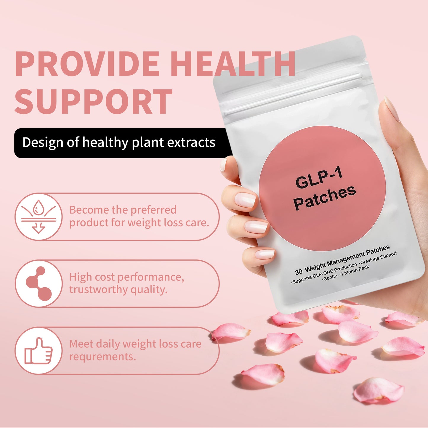 GLP-1 Patches - 30 Count, Natural Ingredients Cosmetic Patch