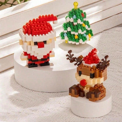 Christmas Building Blocks Set – Santa, Snowman & Reindeer Mini Bricks Toy, Fun DIY Holiday Gift & Festive Desk Decoration