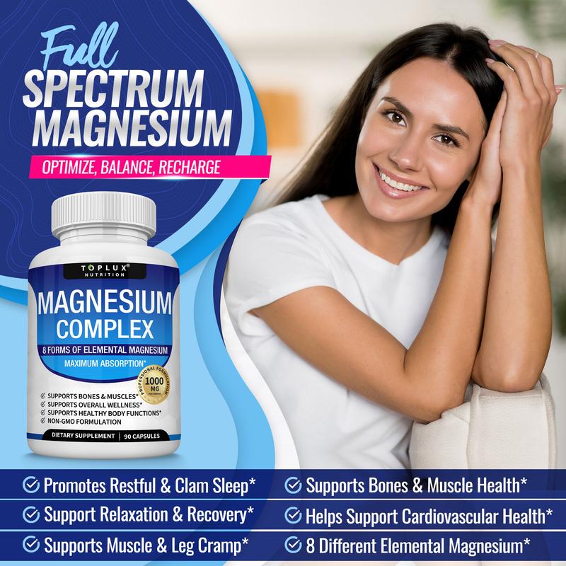 8-in-1 Magnesium Complex | 1000mg High Absorption for Energy, Sleep & Relaxatio