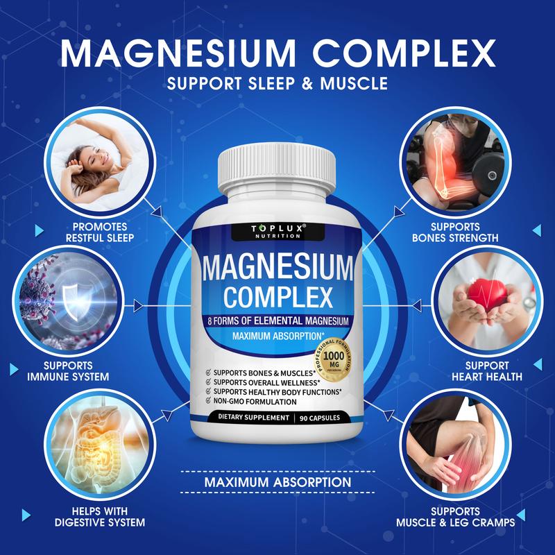 8-in-1 Magnesium Complex | 1000mg High Absorption for Energy, Sleep & Relaxatio