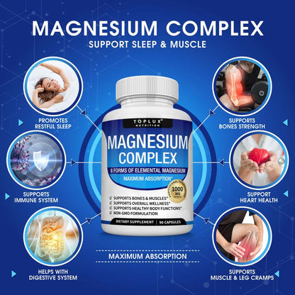 8-in-1 Magnesium Complex | 1000mg High Absorption for Energy, Sleep & Relaxatio